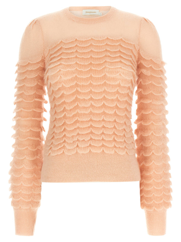 Zimmermann Hypnotic Scallop Sweater Luxurious Mohair Knit With Sculptural Shoulders For Women