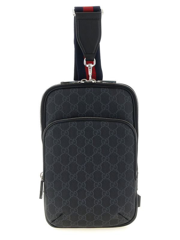 Gucci GG Small Crossbody Bag Black GG Supreme Canvas With Leather Details