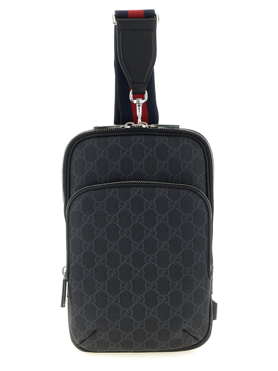 Gucci GG Small Crossbody Bag Black GG Supreme Canvas With Leather Details