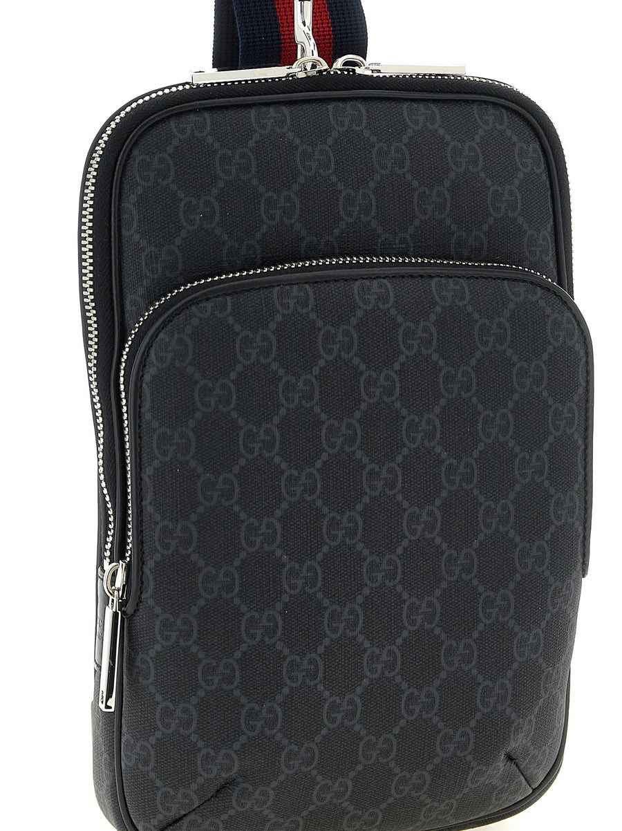 Gucci GG Small Crossbody Bag Black GG Supreme Canvas With Leather Details