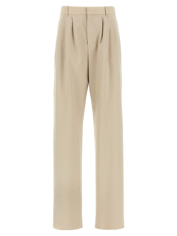 Saint Laurent Pleated Wool Trousers For Women With Silk Lining And Stretched Pleat