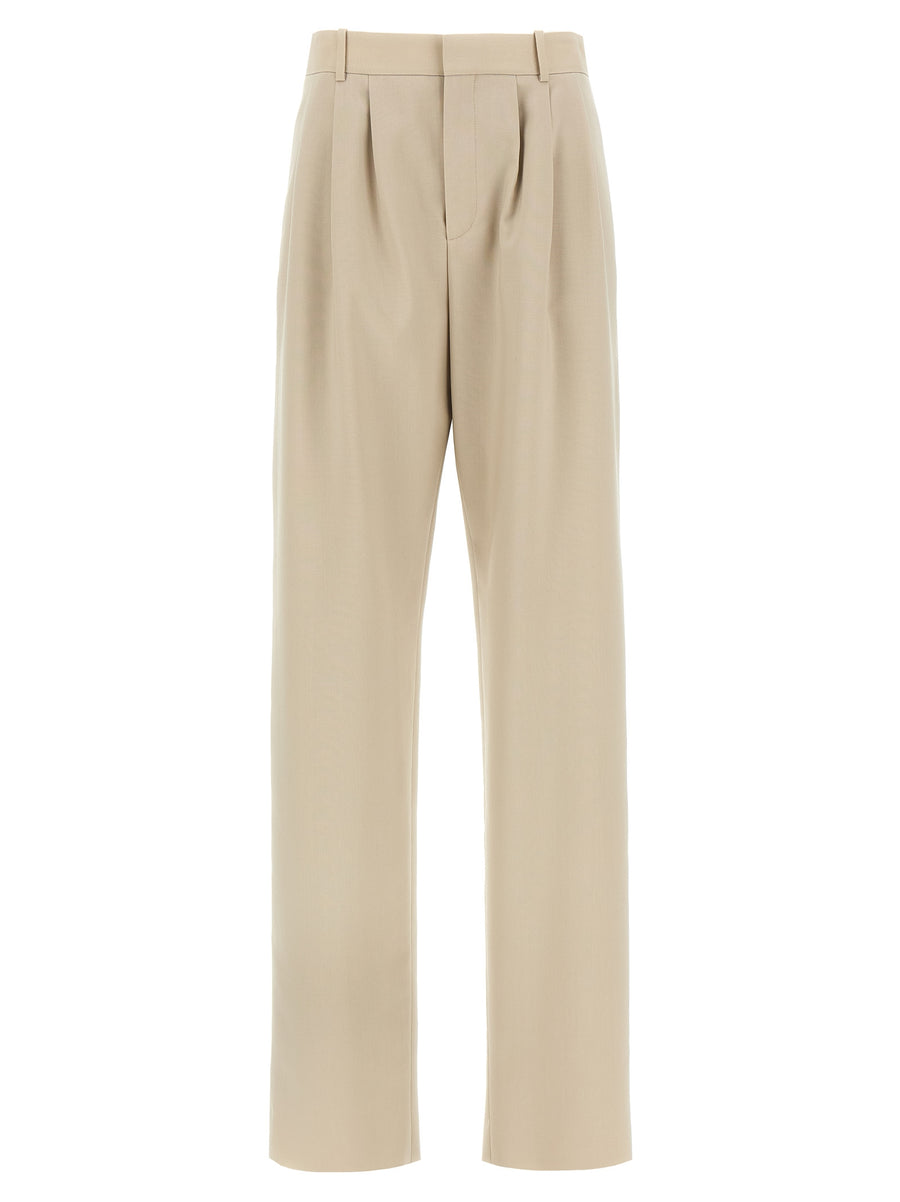 Saint Laurent Pleated Wool Trousers For Women With Silk Lining And Stretched Pleat