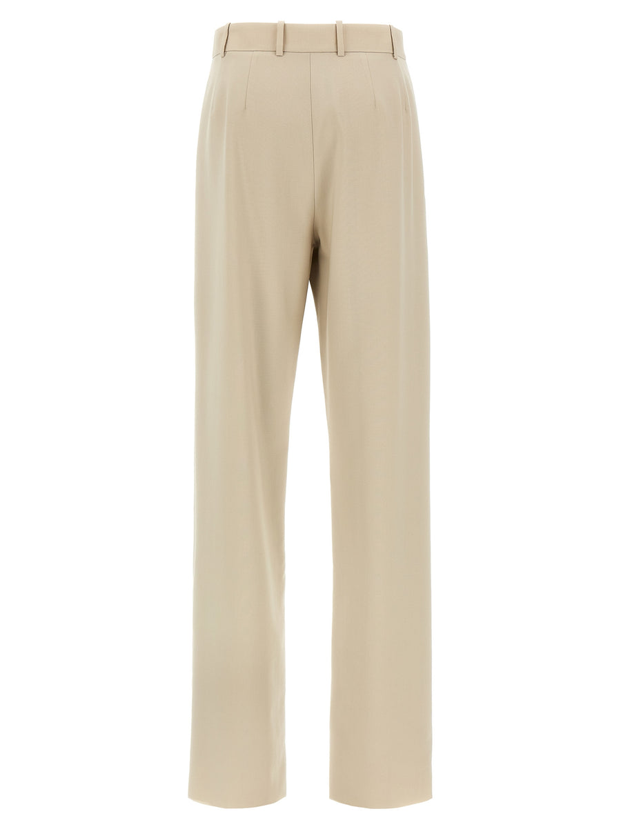 Saint Laurent Pleated Wool Trousers For Women With Silk Lining And Stretched Pleat