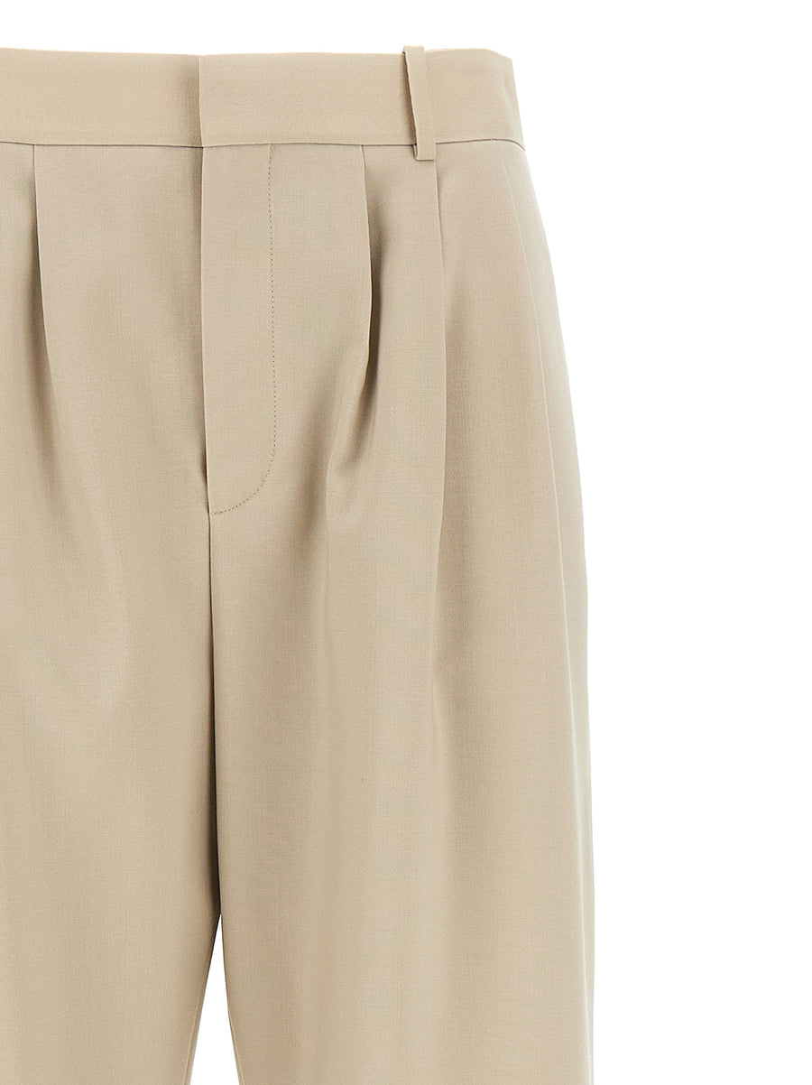Saint Laurent Pleated Wool Trousers For Women With Silk Lining And Stretched Pleat