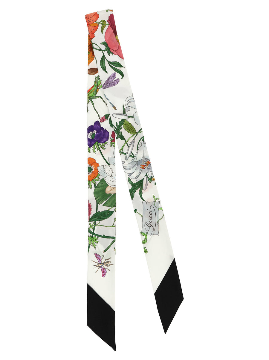 Gucci Flora Silk Twill Scarf Multicolor One Size Luxury Accessory