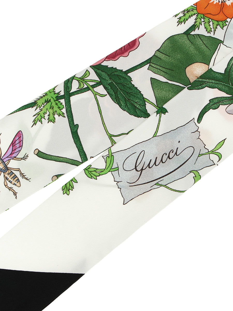 Gucci Flora Silk Twill Scarf Multicolor One Size Luxury Accessory