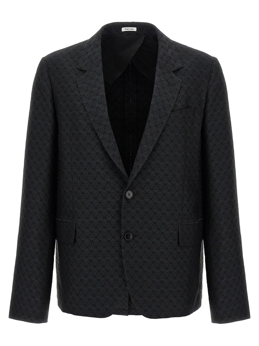 Alexander McQueen Skull Jacquard Blazer For Women Deconstructed Single Breasted Luxury Jacket