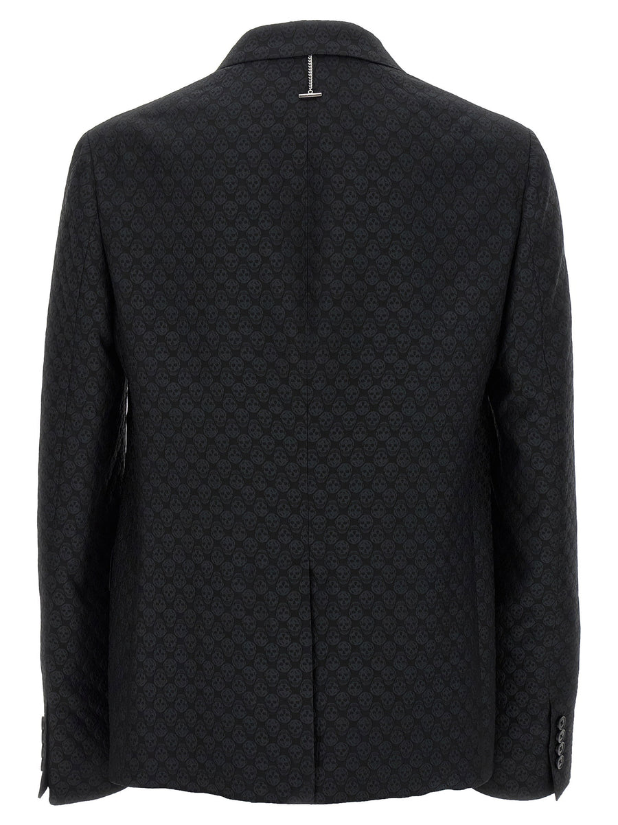 Alexander McQueen Skull Jacquard Blazer For Women Deconstructed Single Breasted Luxury Jacket