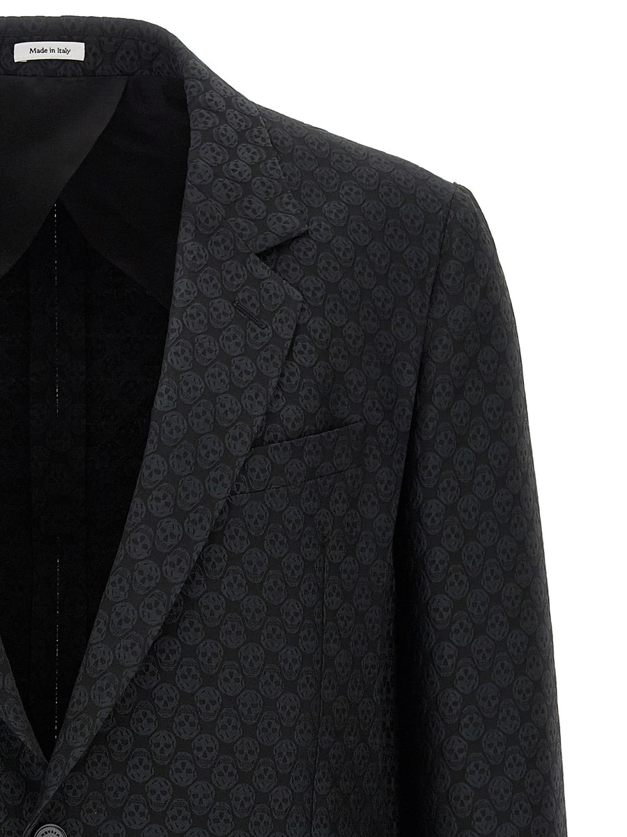 Alexander McQueen Skull Jacquard Blazer For Women Deconstructed Single Breasted Luxury Jacket