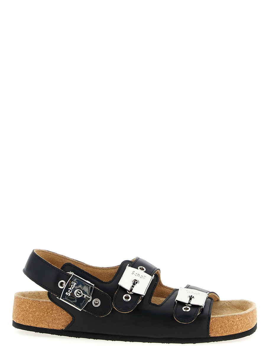 Balenciaga X Scholl Sandal Calfskin Leather Adjustable Buckle Black