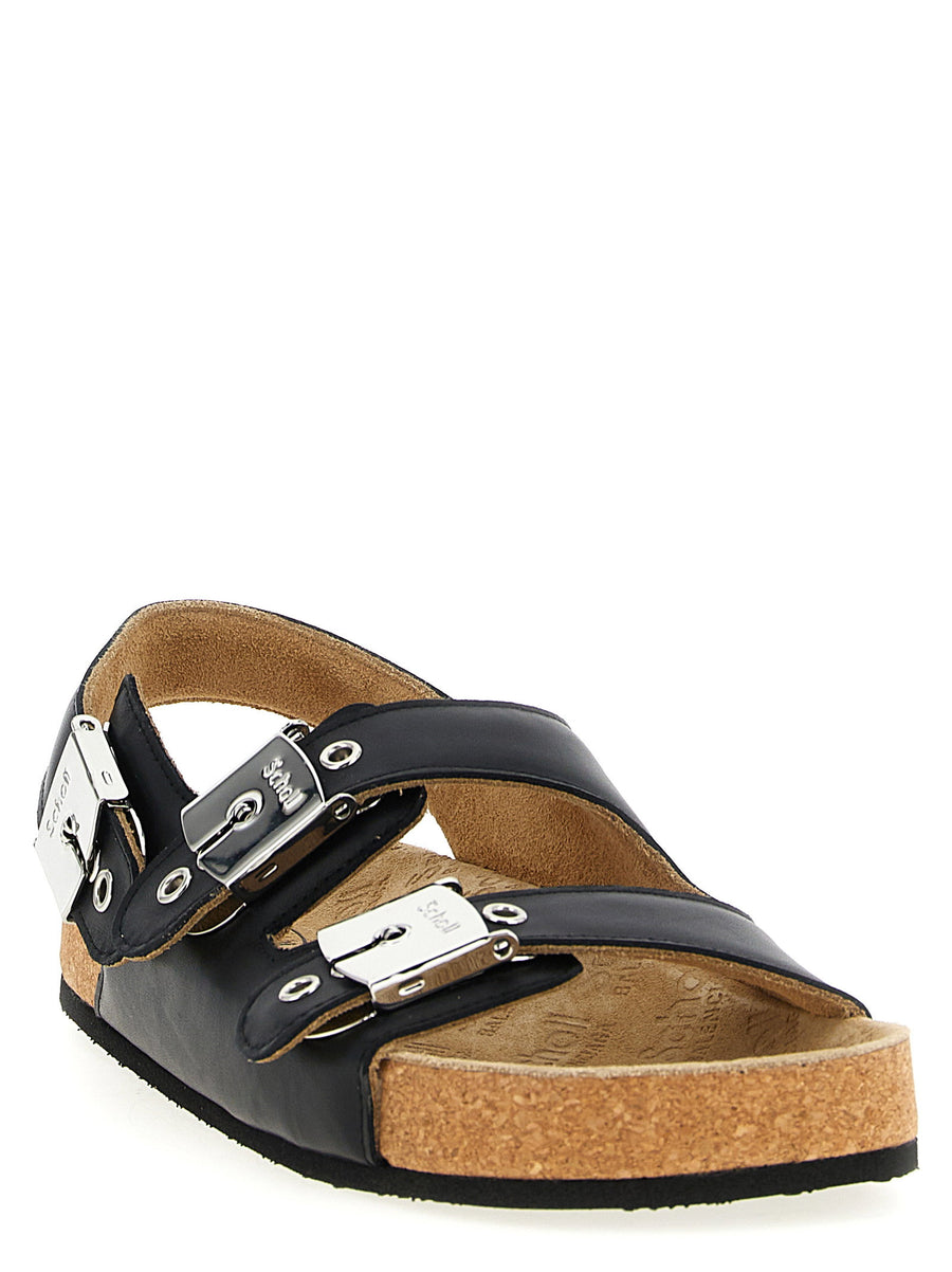 Balenciaga X Scholl Sandal Calfskin Leather Adjustable Buckle Black