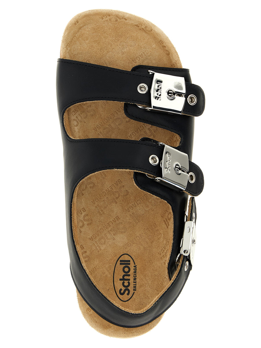 Balenciaga X Scholl Sandal Calfskin Leather Adjustable Buckle Black