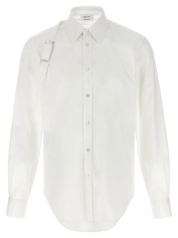 Alexander McQueen Harness Shirt White Cotton With Metal Buckle Detail
