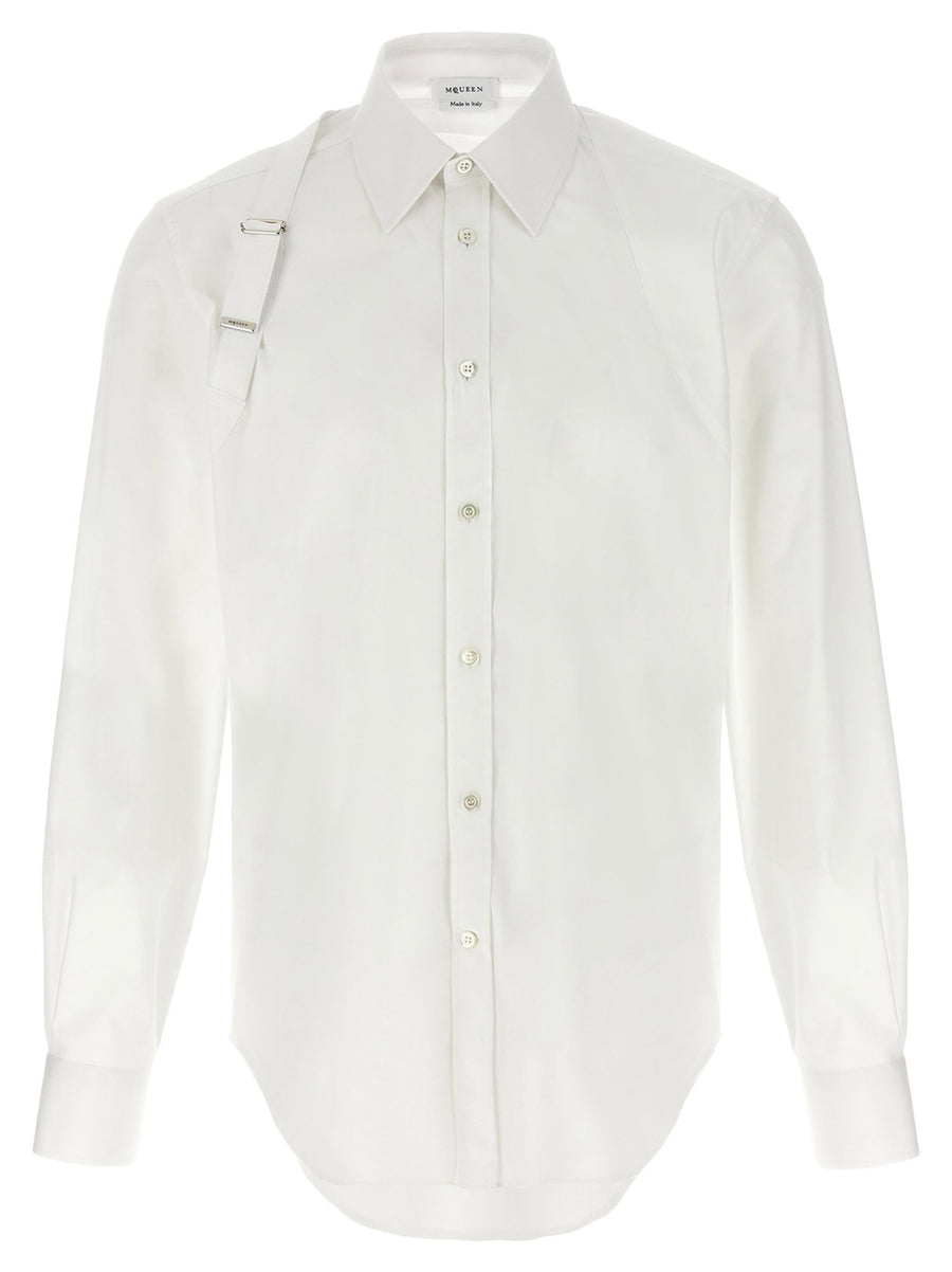 Alexander McQueen Harness Shirt White Cotton With Metal Buckle Detail