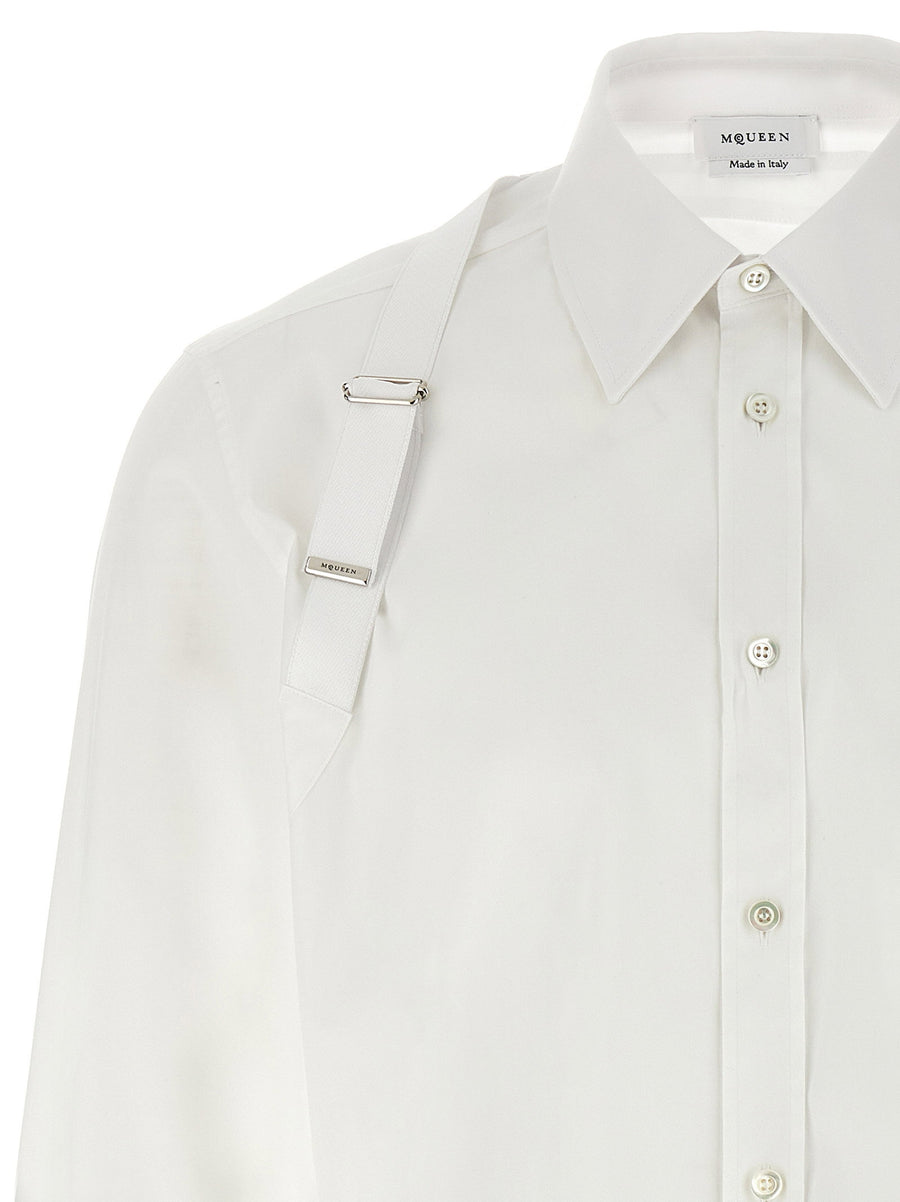 Alexander McQueen Harness Shirt White Cotton With Metal Buckle Detail