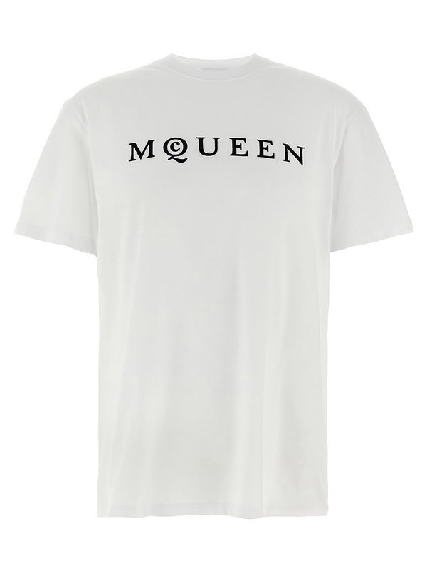 Alexander McQueen T Shirt Premium 100 Percent Cotton Front Flocked McQueen Logo For Men Luxury Streetwear