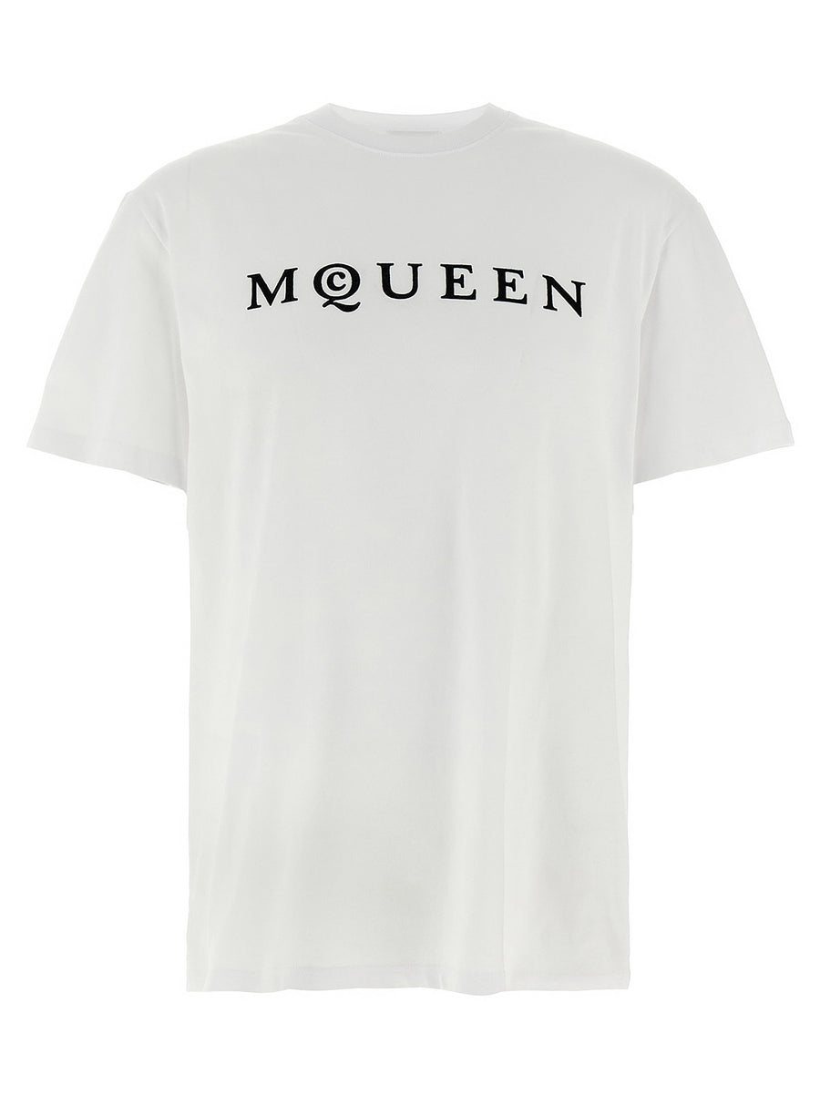 Alexander McQueen T Shirt Premium 100 Percent Cotton Front Flocked McQueen Logo For Men Luxury Streetwear