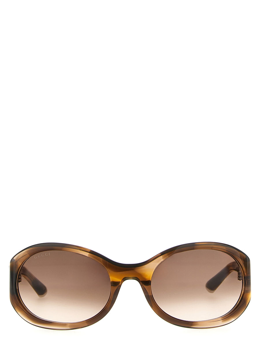 Gucci Round Sunglasses Iconic For Women With Brown Tortoiseshell Acetate And Gradient Lenses