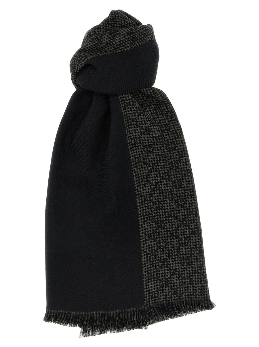 Gucci Wool Silk Scarf Reversible Double Face For Men Multicolor GG Jacquard Luxurious Accessory