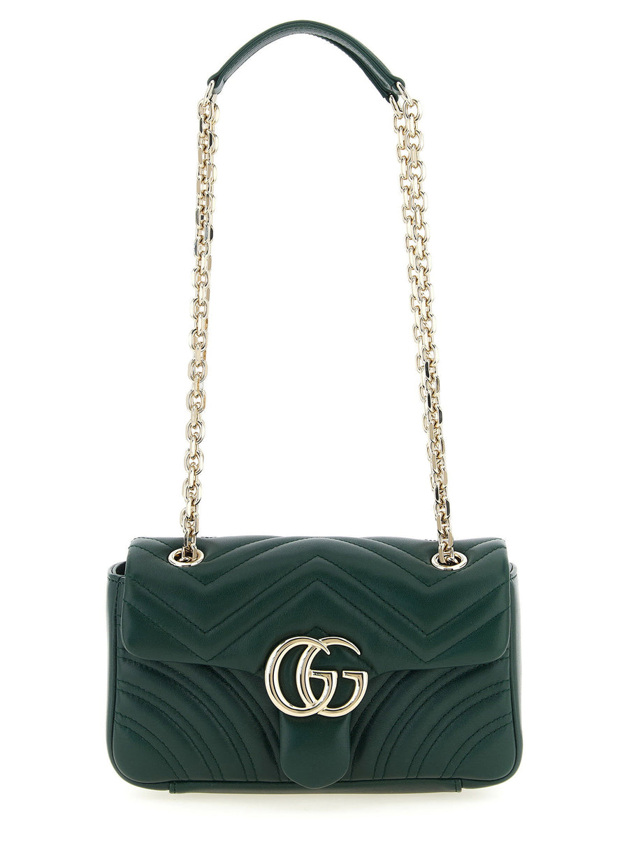 Gucci GG Marmont Small Shoulder Bag Green Matelasse Lambskin