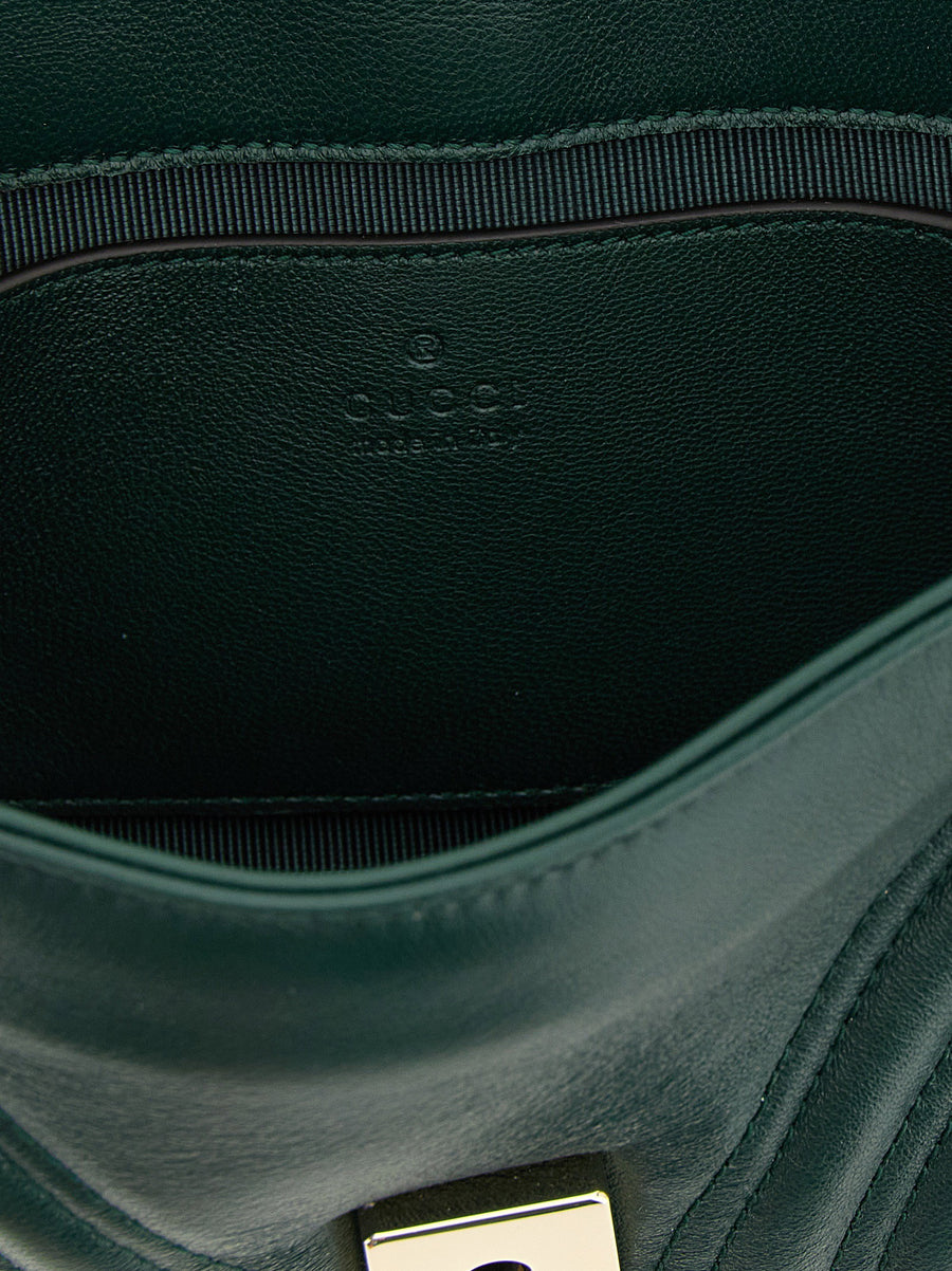 Gucci GG Marmont Small Shoulder Bag Green Matelasse Lambskin