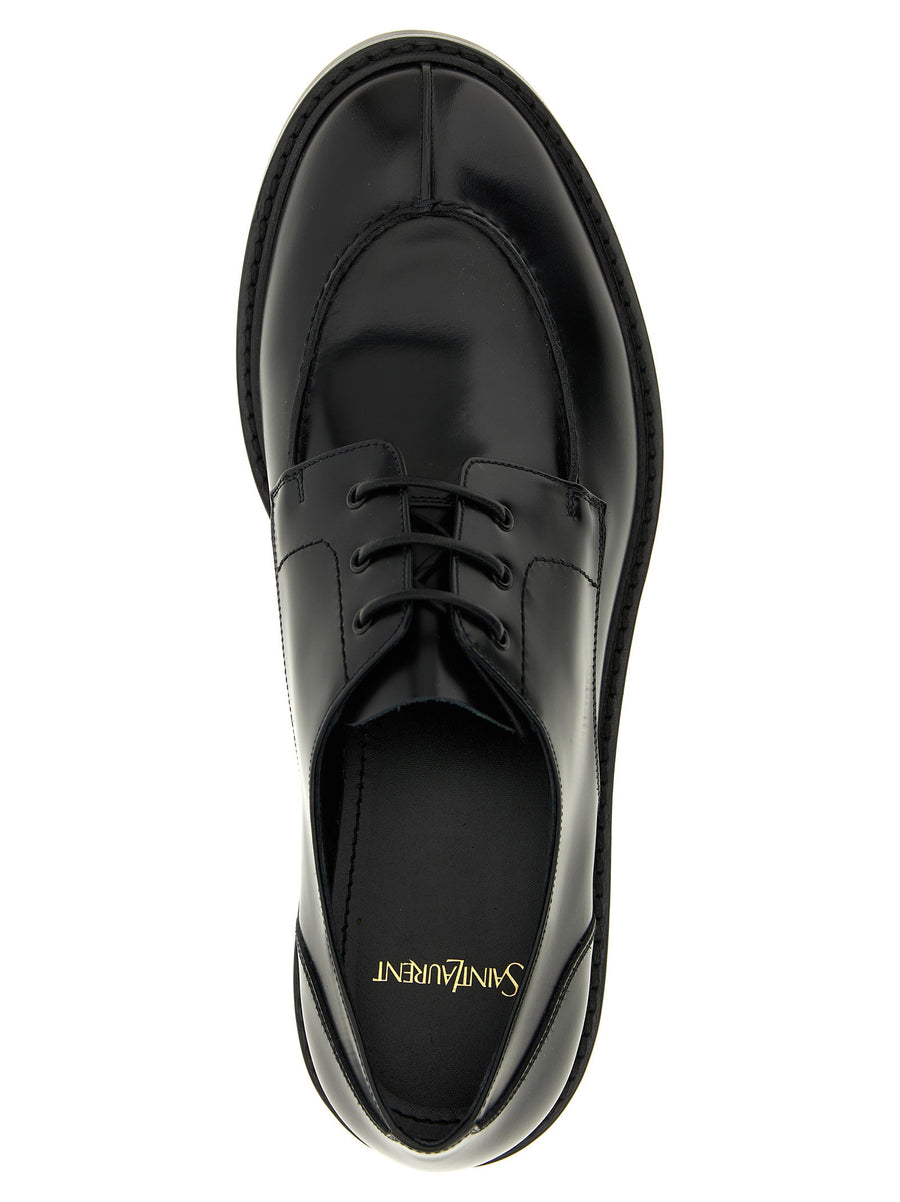 Luxurious Saint Laurent Lino Lace Up Shoes Derby Style Calfskin Leather With Goodyear Tank Sole For Modern Wardrobe