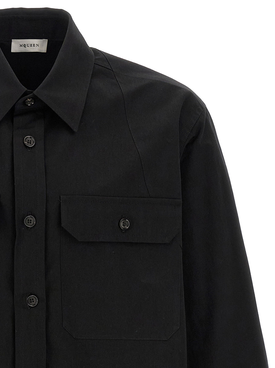 Alexander McQueen Harness Utility Shirt For Men Premium Cotton Blend With Buckle Detailing And Utility Pockets