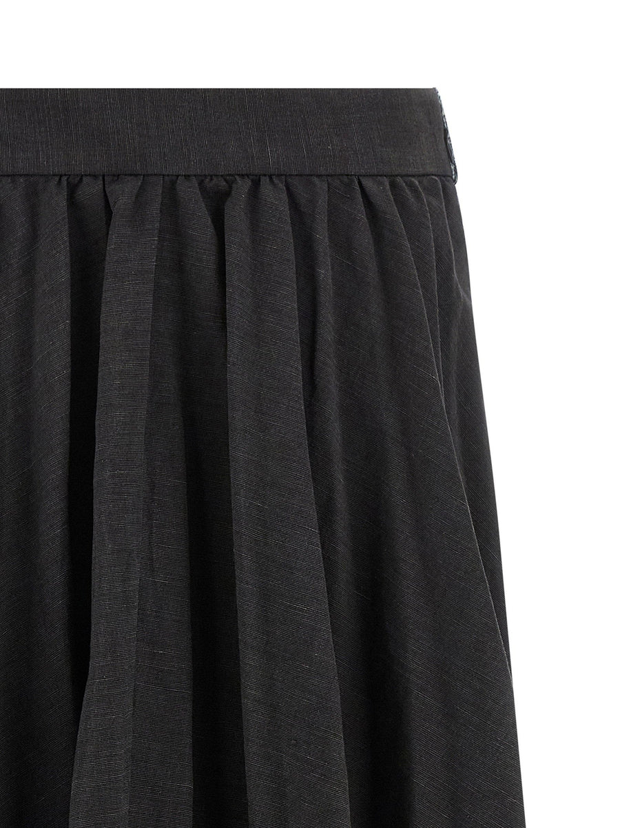 Balenciaga Hybrid Pleated Midi Skirt Linen-Cotton Denim Blend For Modern Women Luxurious Wardrobe Essential