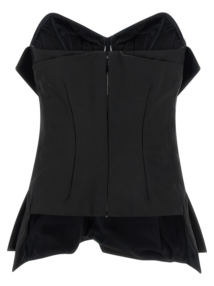Alexander McQueen Bustier Top For Women Lux Duchesse Silk Off Shoulder Evening Wear With Architectural Detail