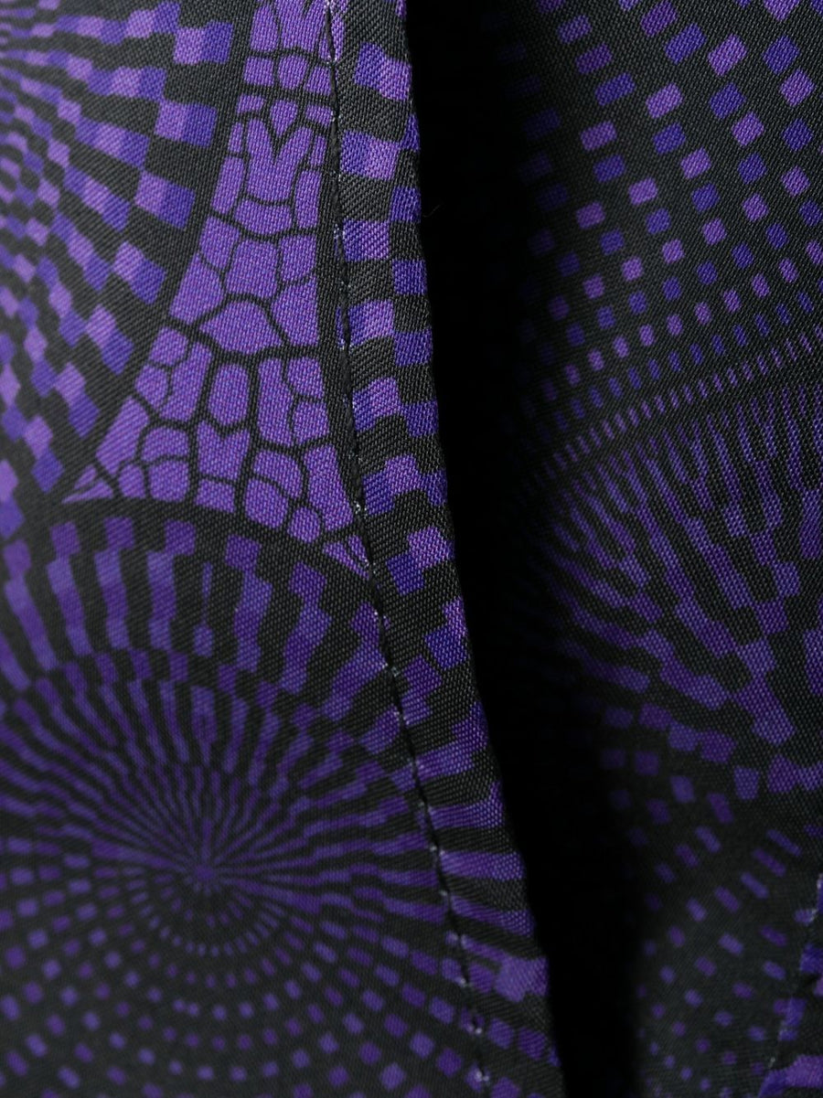 Ozwald Boateng Mens Purple Mosaic Print Swim Shorts With Side Buckle Closure Above Knee Length Luxury Resortwear