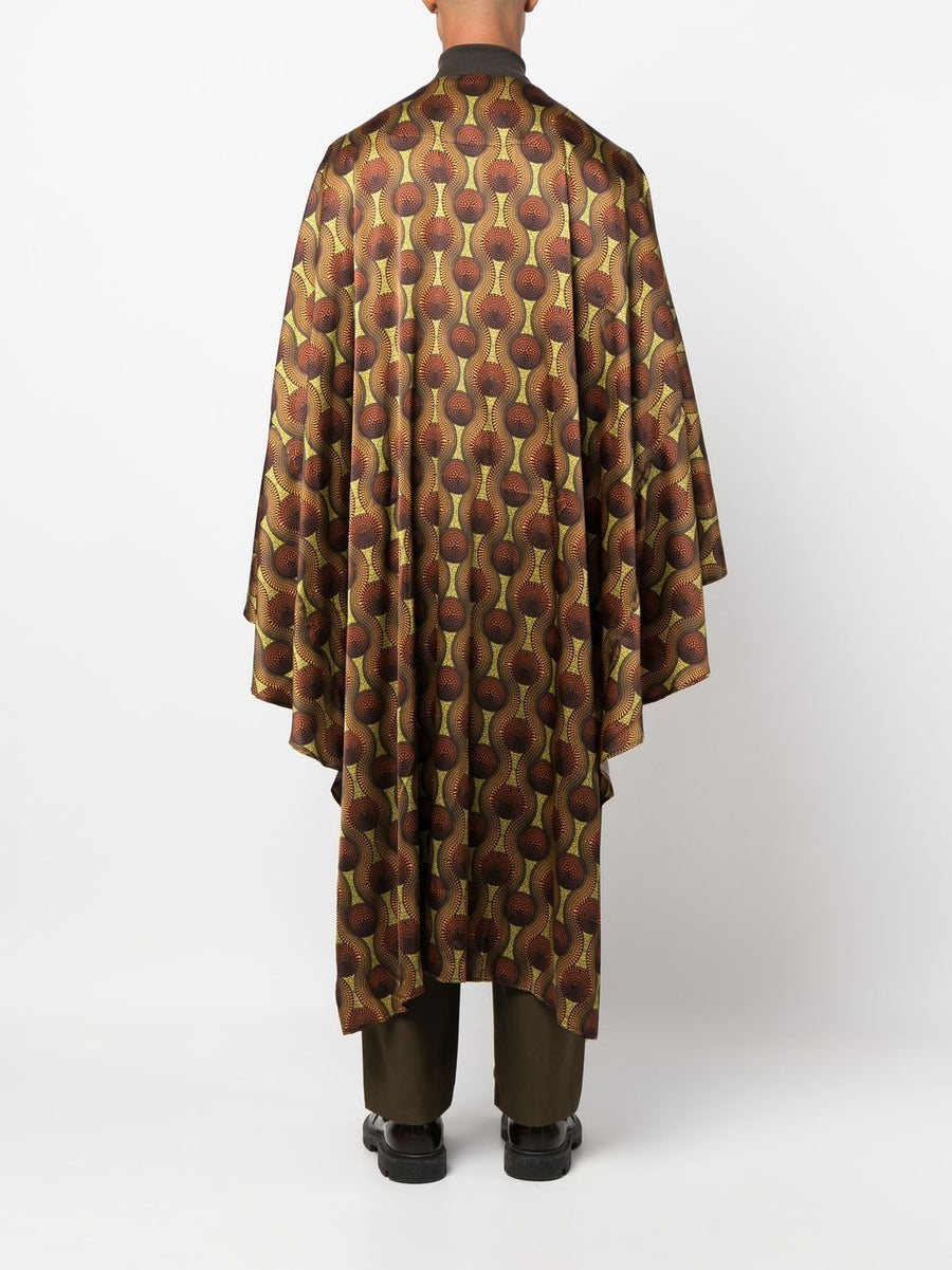 Ozwald Boateng Silk Kaftan For Men Bold Yellow Geometric Print Resort Coverup One Size