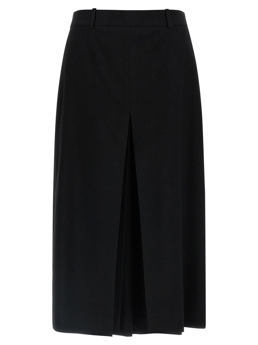 Saint Laurent Black Wool Midi Skirt With Silk Lining Elegant Versatile For Office And Evening Wear Women