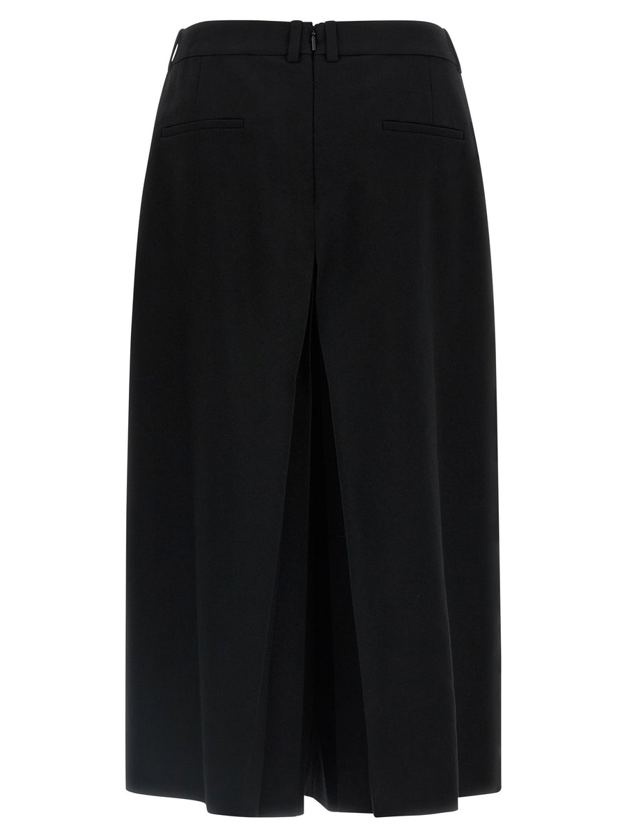 Saint Laurent Black Wool Midi Skirt With Silk Lining Elegant Versatile For Office And Evening Wear Women