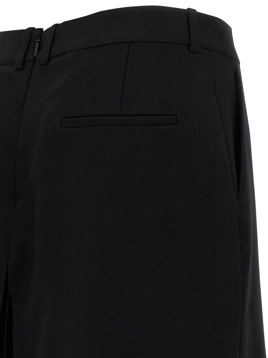 Saint Laurent Black Wool Midi Skirt With Silk Lining Elegant Versatile For Office And Evening Wear Women