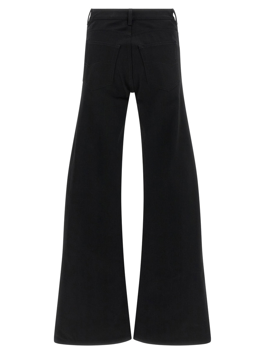 Balenciaga Womens Curved Waist Flared Leg Jeans Black Cotton Denim Luxury Five Pocket