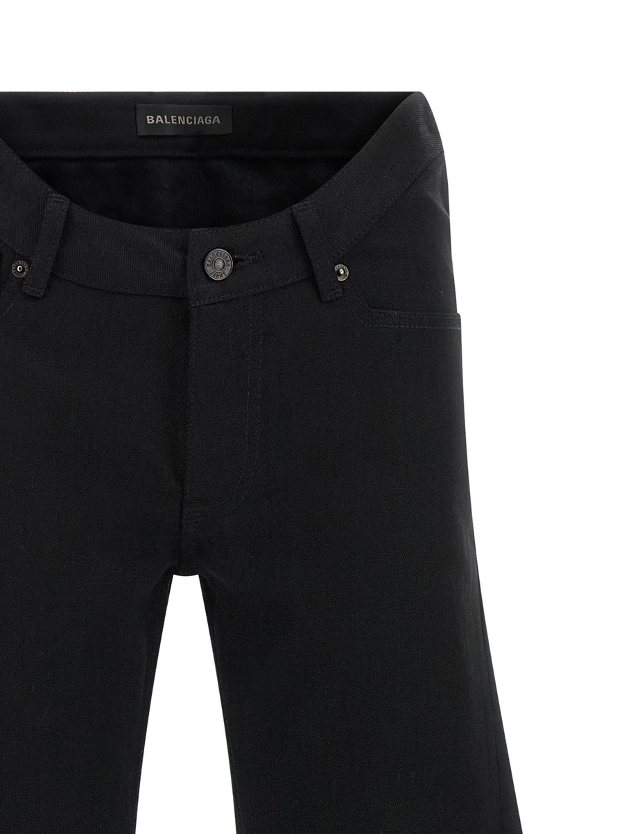 Balenciaga Womens Curved Waist Flared Leg Jeans Black Cotton Denim Luxury Five Pocket