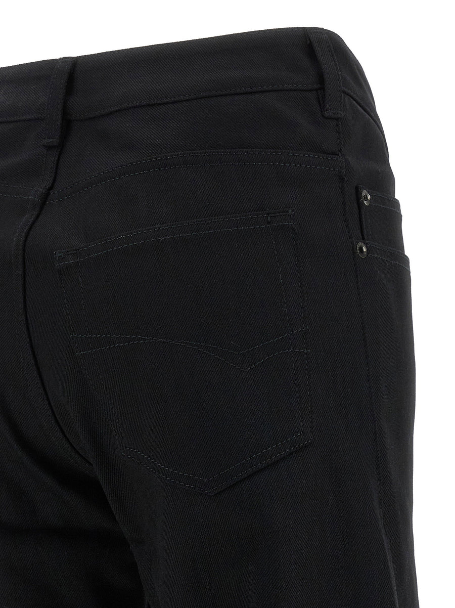 Balenciaga Womens Curved Waist Flared Leg Jeans Black Cotton Denim Luxury Five Pocket