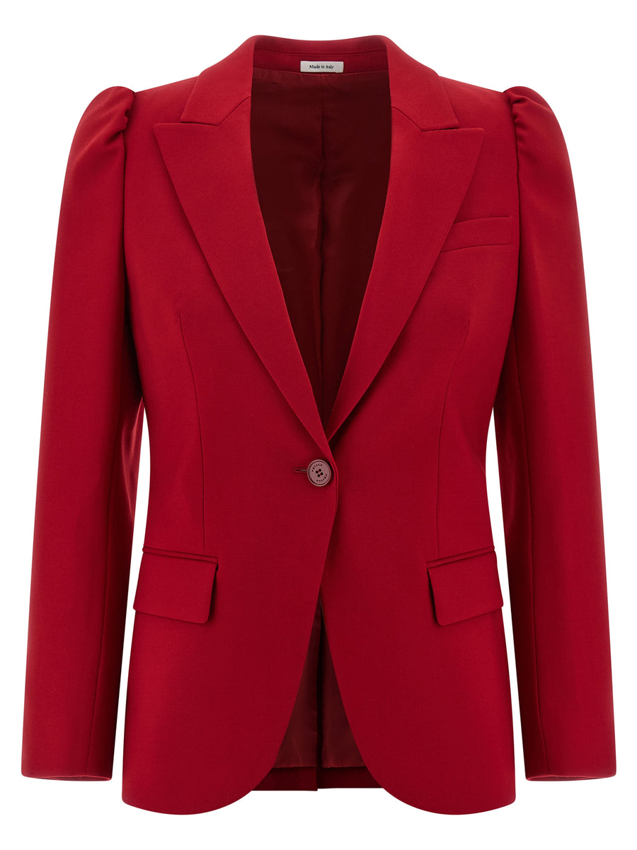 Alexander McQueen Red Single Breasted Wool Elastane Tailored Blazer for Women Couture Level