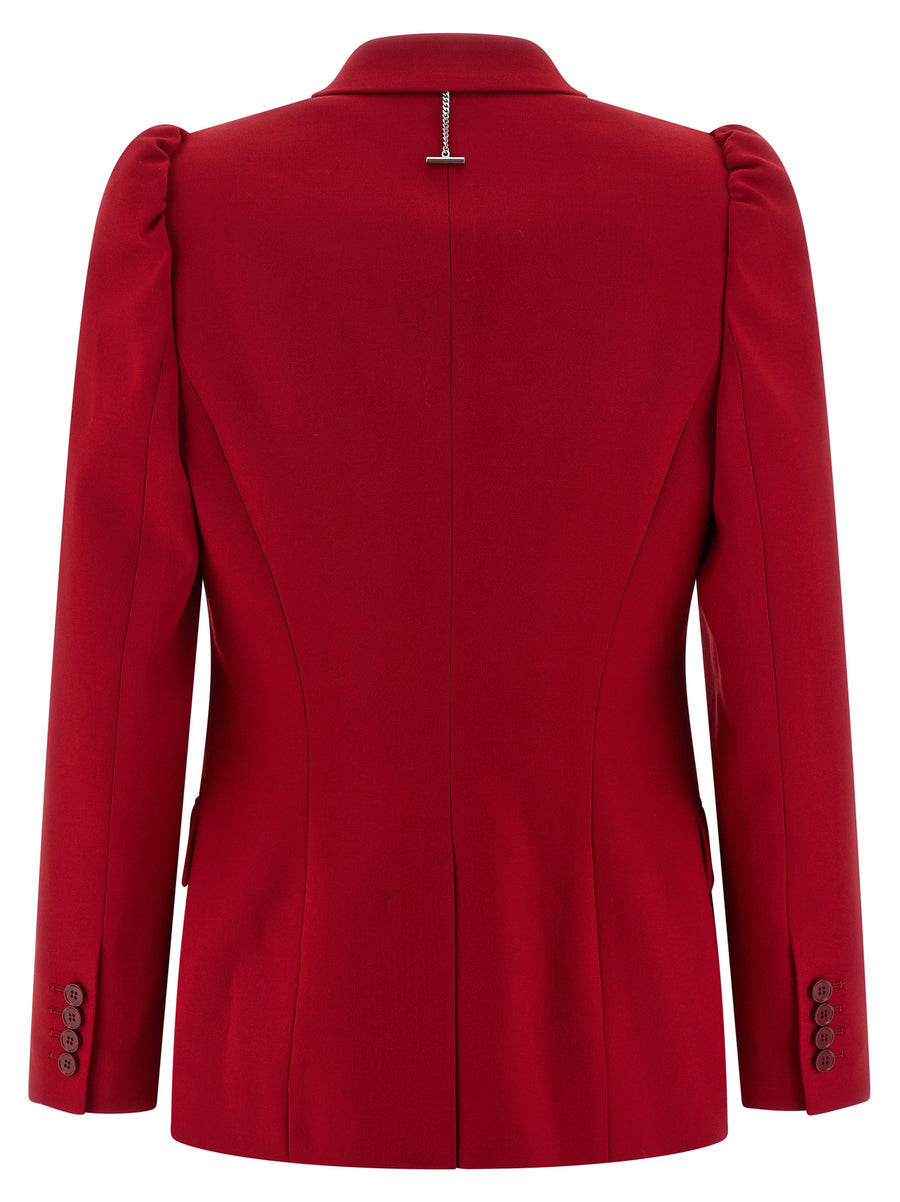 Alexander McQueen Red Single Breasted Wool Elastane Tailored Blazer for Women Couture Level