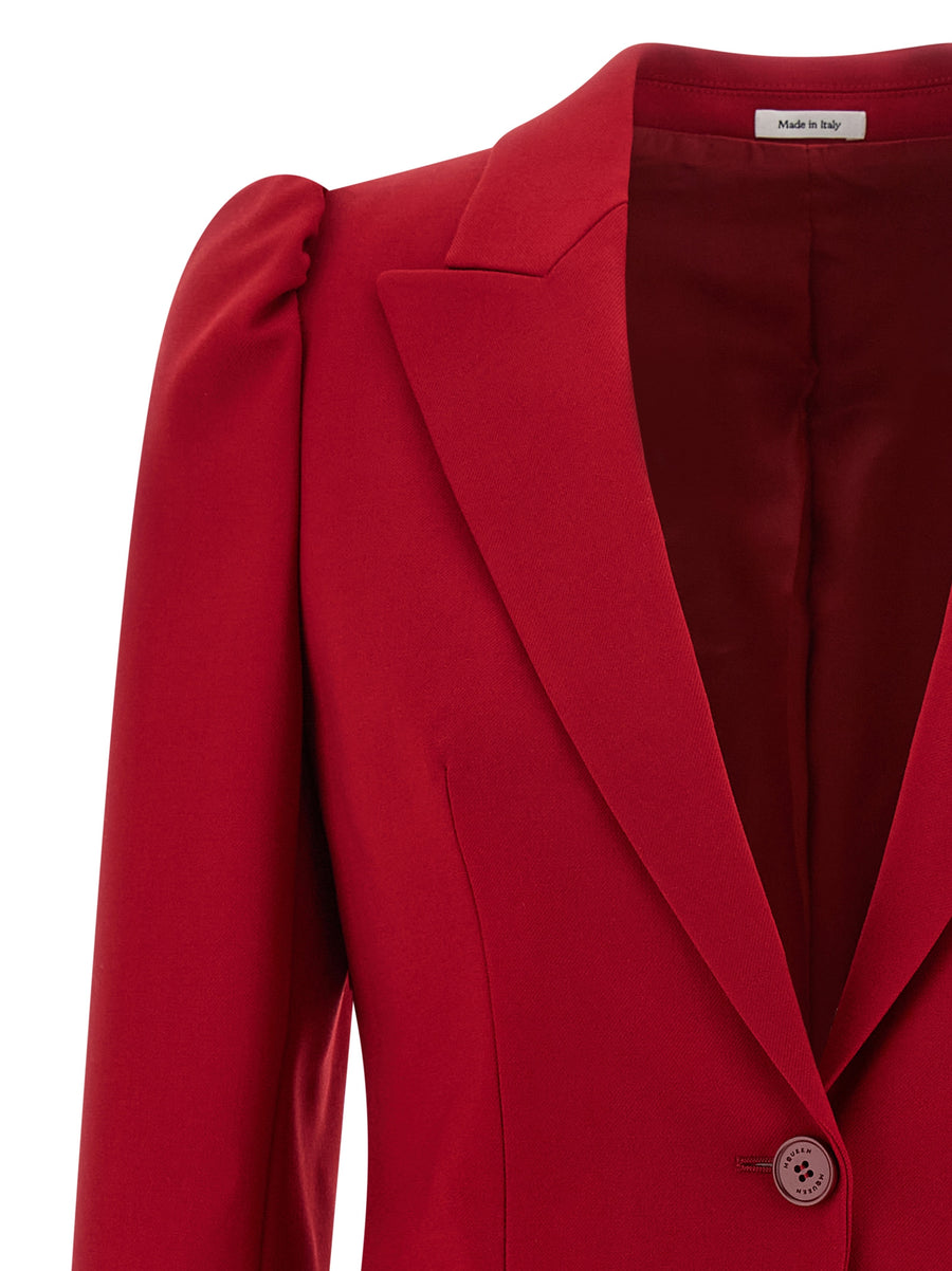 Alexander McQueen Red Single Breasted Wool Elastane Tailored Blazer for Women Couture Level