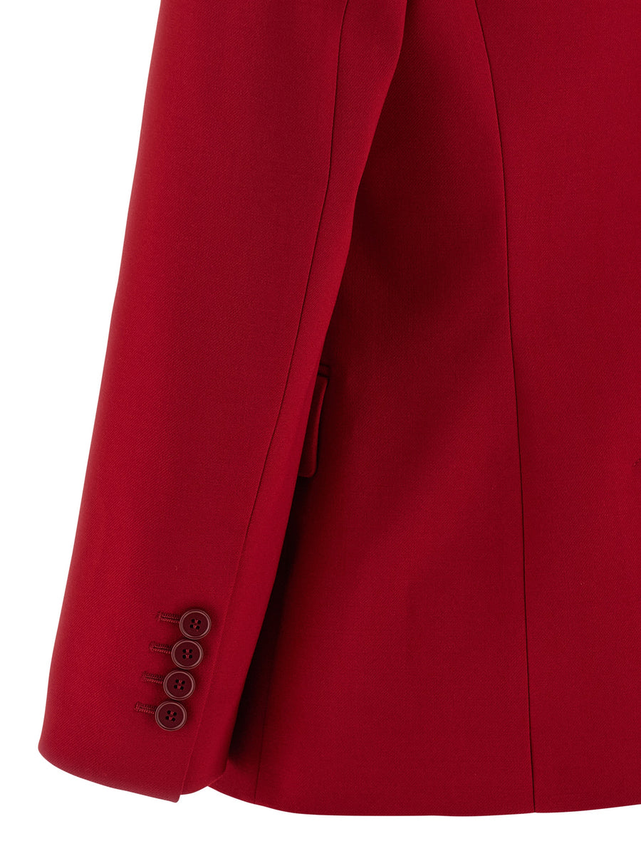 Alexander McQueen Red Single Breasted Wool Elastane Tailored Blazer for Women Couture Level