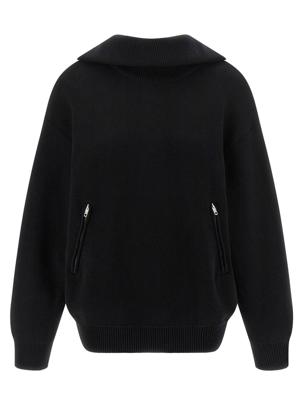 Balenciaga Back-To-Front Sweater With Turned-Up Turtleneck And Zip Pockets 100 Percent Cotton Luxury Topwear For Women