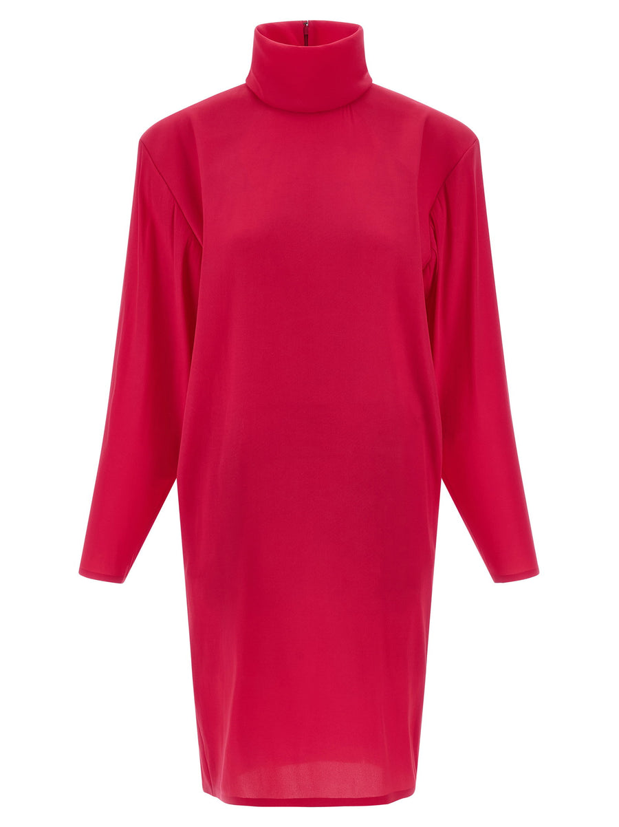 Saint Laurent Structured Shoulder Fuchsia Mini Dress With Stretch Organza For Women Day To Night