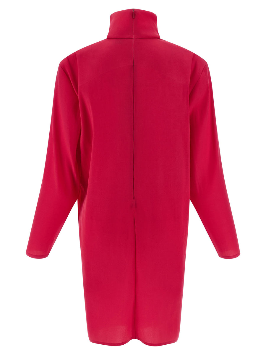 Saint Laurent Structured Shoulder Fuchsia Mini Dress With Stretch Organza For Women Day To Night
