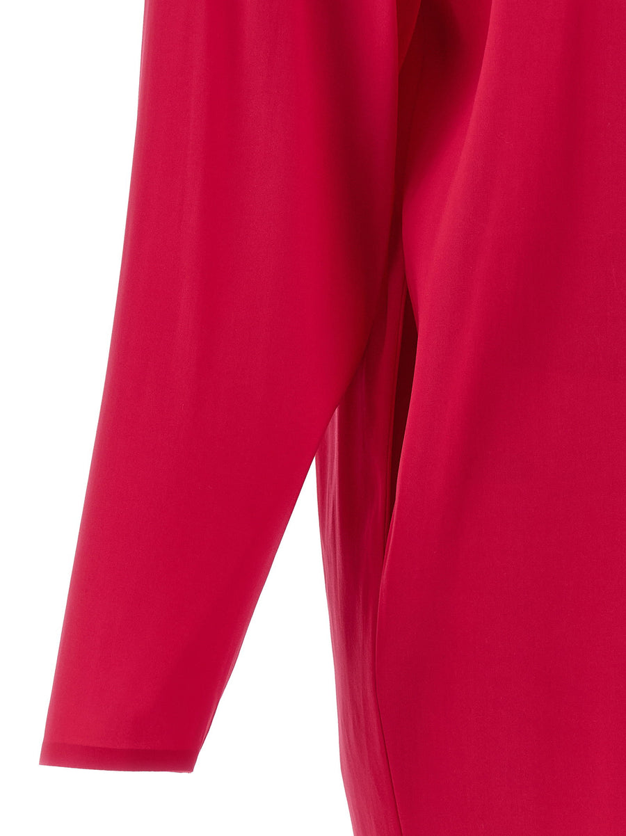 Saint Laurent Structured Shoulder Fuchsia Mini Dress With Stretch Organza For Women Day To Night