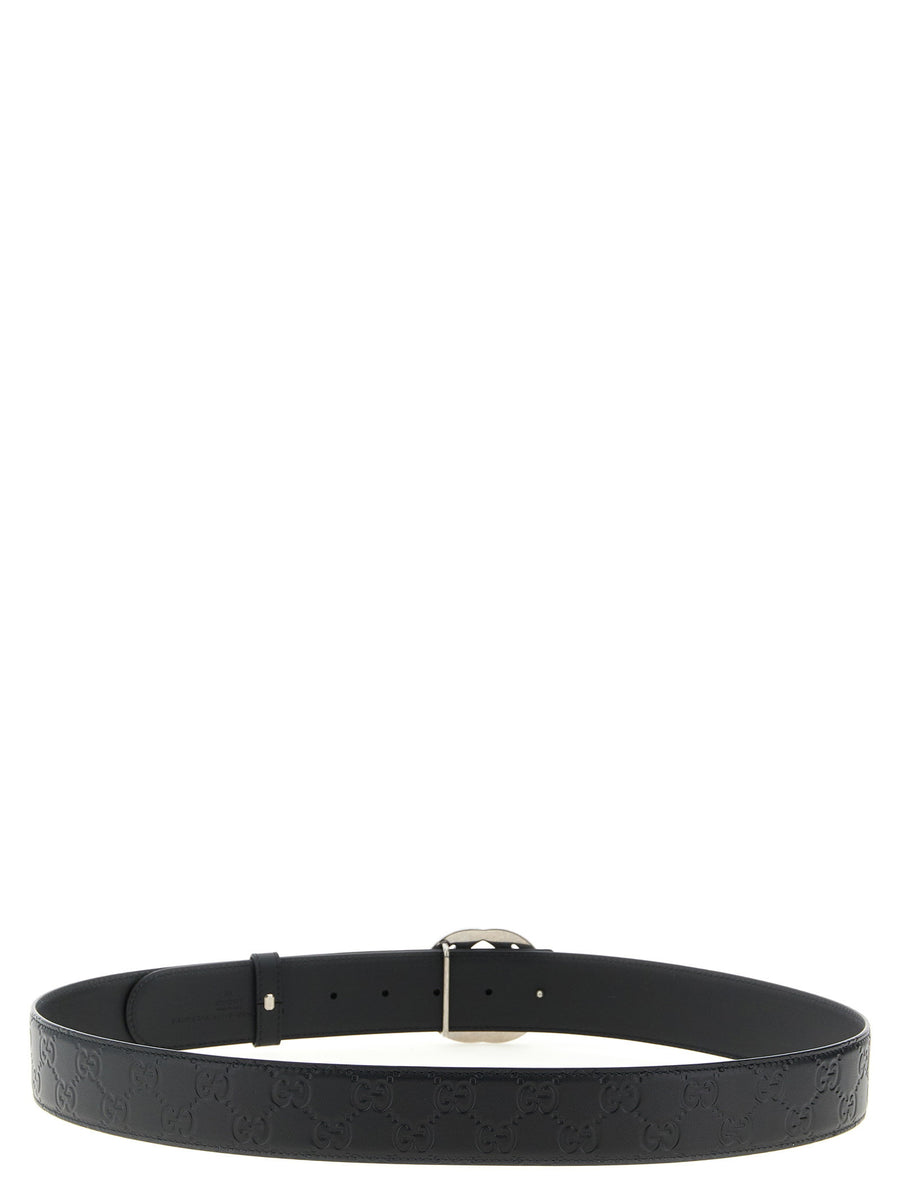 Gucci Incrocio GG Reversible Belt Black Calfskin Leather Buckle