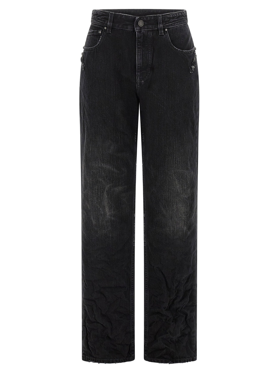 Balenciaga City Jeans Black Stonewashed Cotton Denim With Le City Details