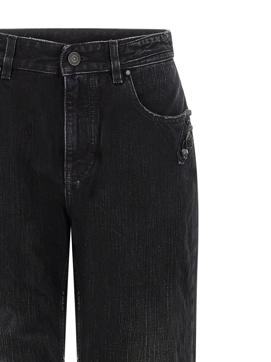 Balenciaga City Jeans Black Stonewashed Cotton Denim With Le City Details