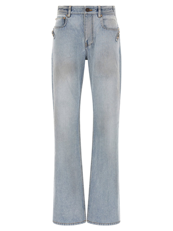 Balenciaga City Jeans Light Blue Denim 100 Percent Cotton Women Straight Leg Luxury Premium