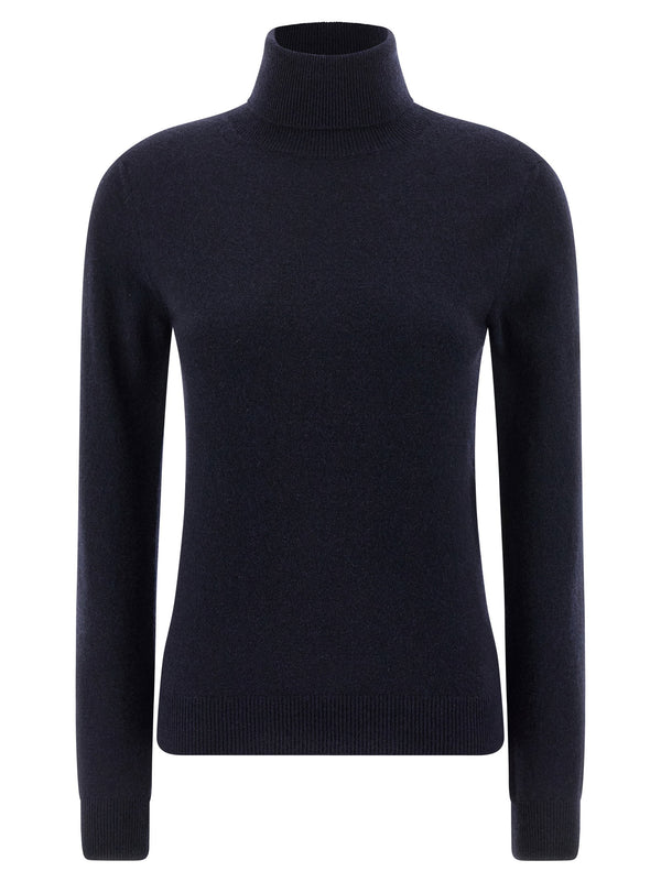 Balenciaga Blue Cashmere Turtleneck Sweater For Women Luxurious Classic Layer With Subtle Engraved Logo